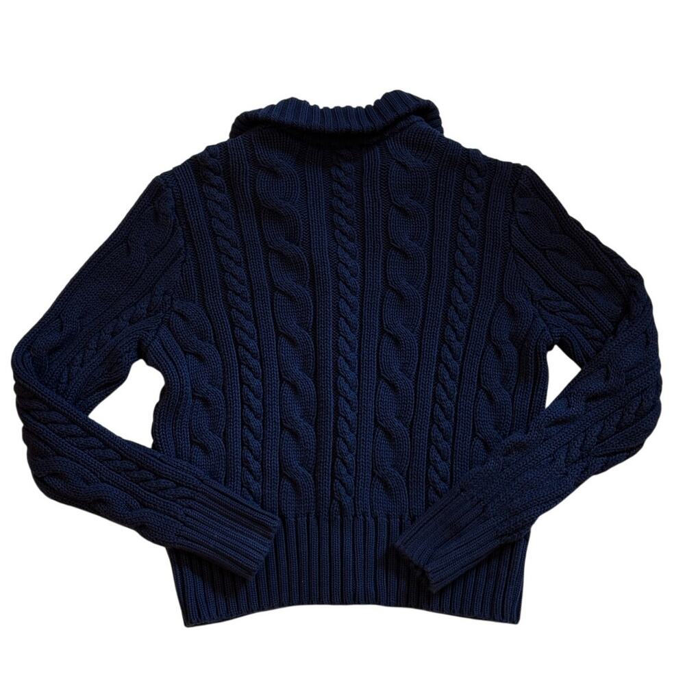 Vtg Lauren Ralph Lauren Cardigan Sweater Womens XL Blue Cable Knit Button Front - Picture 2 of 8